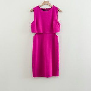 Bebe Size L Floating Top Cutout Midi Sleeveless Pink Dress
